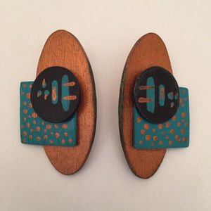 Signed, Handmade and Handpainted Wood Earrings